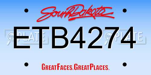 ETB4274 South Dakota License Plate