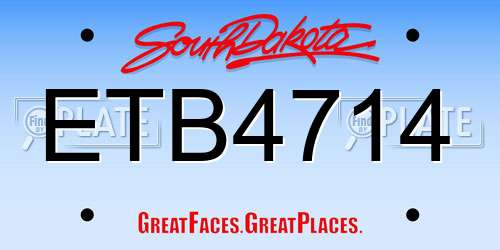 ETB4714 South Dakota License Plate