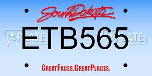 ETB565 South Dakota License Plate