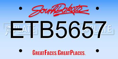 ETB5657 South Dakota License Plate
