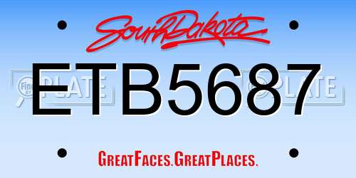 ETB5687 South Dakota License Plate