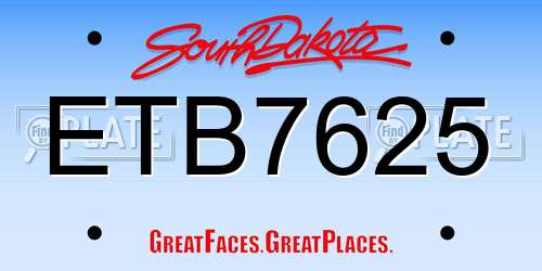 ETB7625 South Dakota License Plate