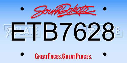 ETB7628 South Dakota License Plate