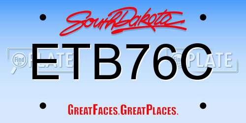 ETB76C South Dakota License Plate