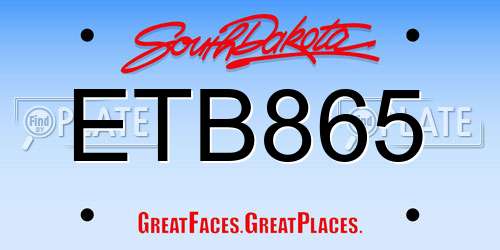 ETB865 South Dakota License Plate