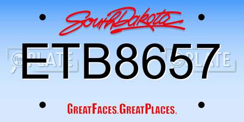 ETB8657 South Dakota License Plate