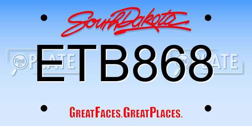 ETB868 South Dakota License Plate