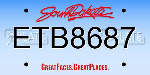 ETB8687 South Dakota License Plate