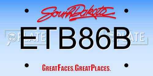 ETB86B South Dakota License Plate