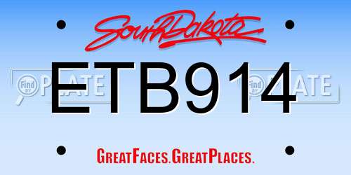 ETB914 South Dakota License Plate