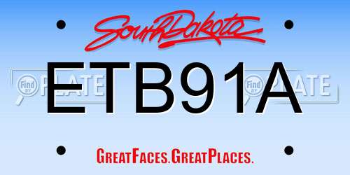 ETB91A South Dakota License Plate