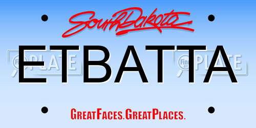 ETBATTA South Dakota License Plate