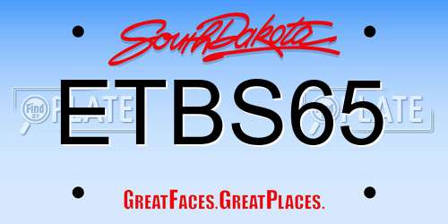 ETBS65 South Dakota License Plate