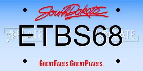 ETBS68 South Dakota License Plate