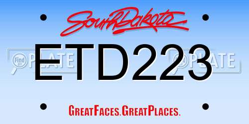 ETD223 South Dakota License Plate