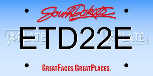 ETD22E South Dakota License Plate