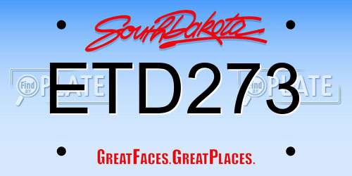 ETD273 South Dakota License Plate