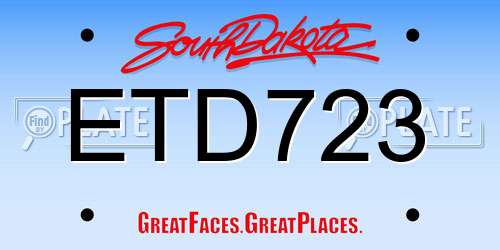 ETD723 South Dakota License Plate