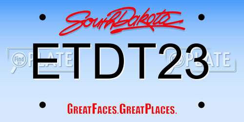 ETDT23 South Dakota License Plate