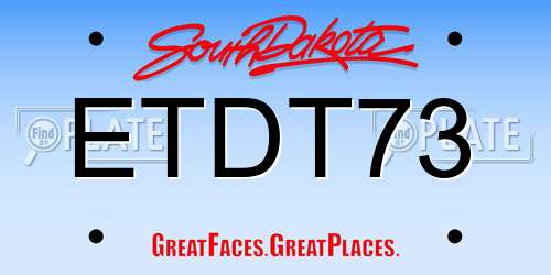 ETDT73 South Dakota License Plate