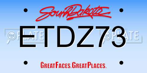 ETDZ73 South Dakota License Plate