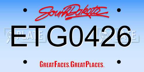 ETG0426 South Dakota License Plate