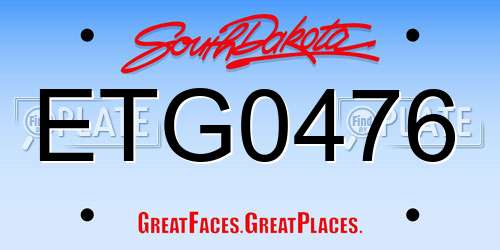 ETG0476 South Dakota License Plate