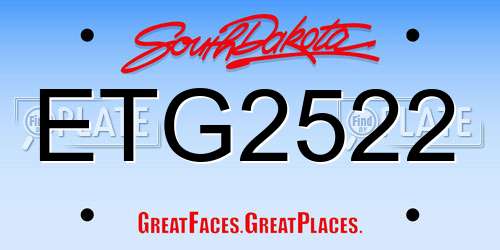 ETG2522 South Dakota License Plate
