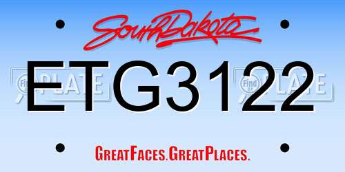 ETG3122 South Dakota License Plate