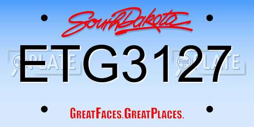 ETG3127 South Dakota License Plate