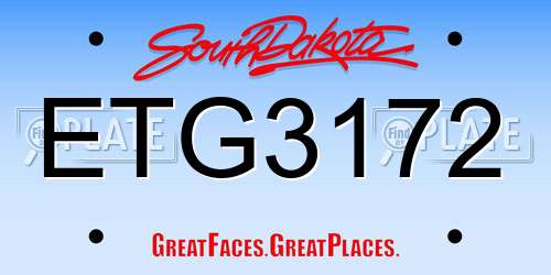 ETG3172 South Dakota License Plate
