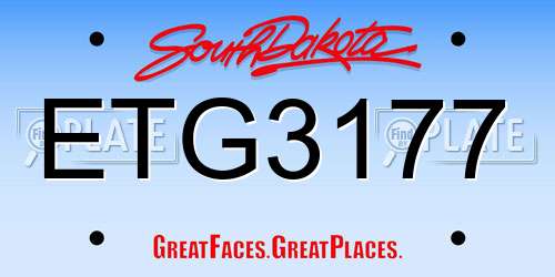 ETG3177 South Dakota License Plate