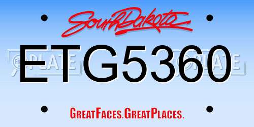 ETG5360 South Dakota License Plate