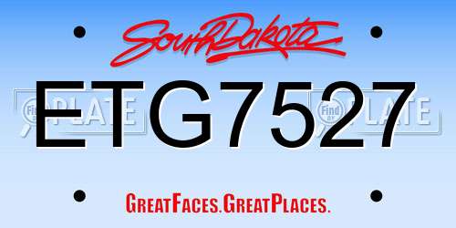 ETG7527 South Dakota License Plate