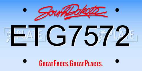 ETG7572 South Dakota License Plate