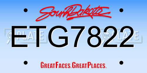 ETG7822 South Dakota License Plate