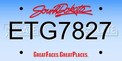 ETG7827 South Dakota License Plate