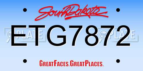 ETG7872 South Dakota License Plate
