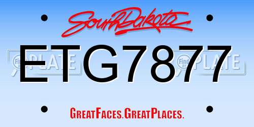 ETG7877 South Dakota License Plate