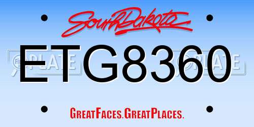 ETG8360 South Dakota License Plate