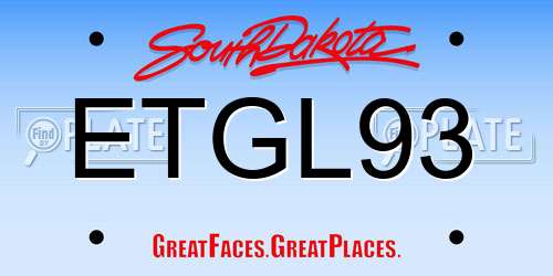 ETGL93 South Dakota License Plate