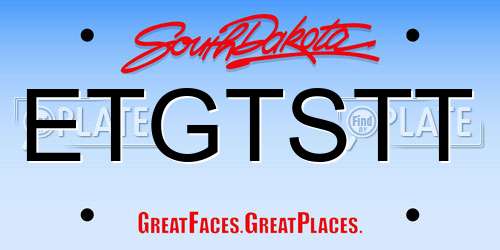 ETGTSTT South Dakota License Plate