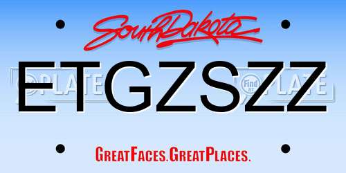 ETGZSZZ South Dakota License Plate