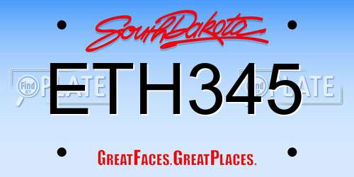 ETH345 South Dakota License Plate