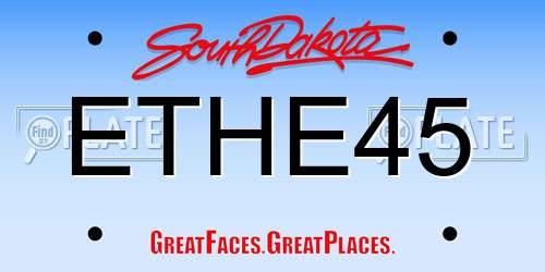 ETHE45 South Dakota License Plate
