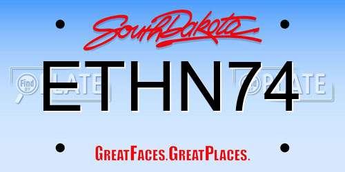 ETHN74 South Dakota License Plate