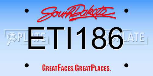 ETI186 South Dakota License Plate