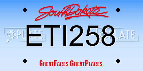 ETI258 South Dakota License Plate