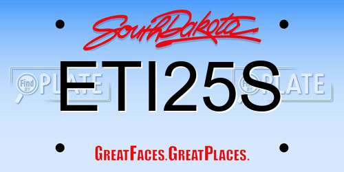 ETI25S South Dakota License Plate