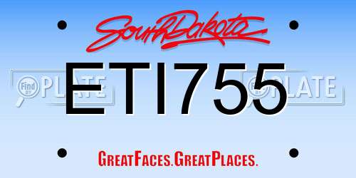 ETI755 South Dakota License Plate